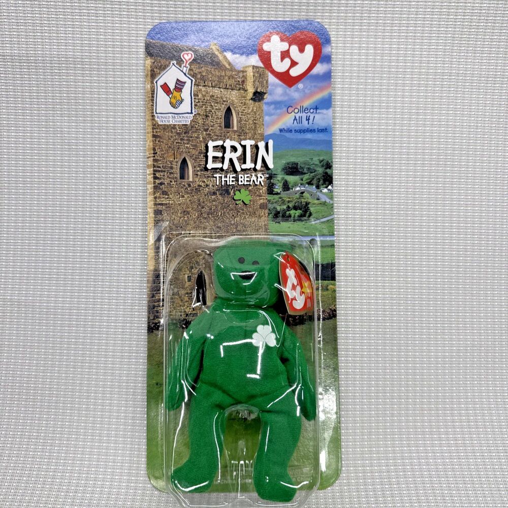 Vintage Mcdonalds Ty Beanie Baby Erin The Bear 1999 Retired Plush Toy rare, NOS